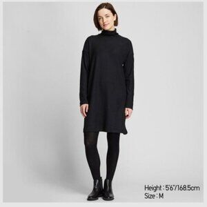 Uniqlo black long sleeve turtleneck knit dress S